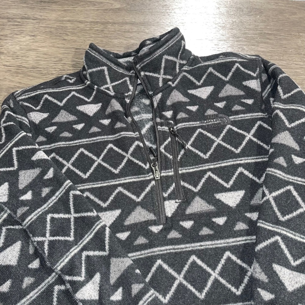 The North Face Womens L Black Aztec Geometric TKA 100 Fleece 1/4 Zip Pullover